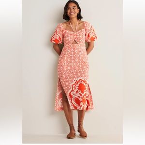 NWOT Boden Halter neck column dress in firecracker, bloomsberry. Never worn.